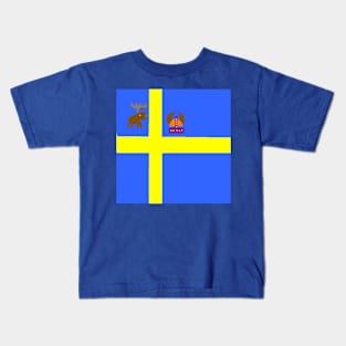 Sporty Swedish on Blue Background Kids T-Shirt